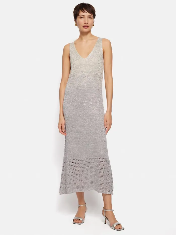 Jigsaw Summer Sparkle Knitted Dress Silver Women Dresses and Jumpsuits