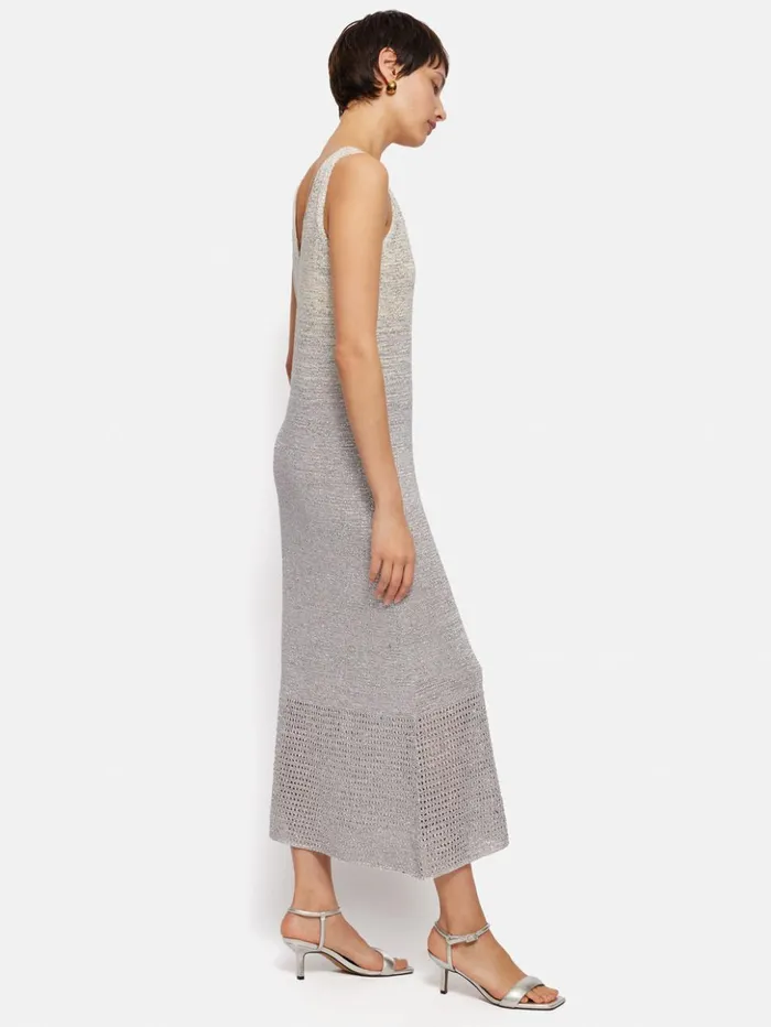 Jigsaw Summer Sparkle Knitted Dress Silver Women Dresses and Jumpsuits