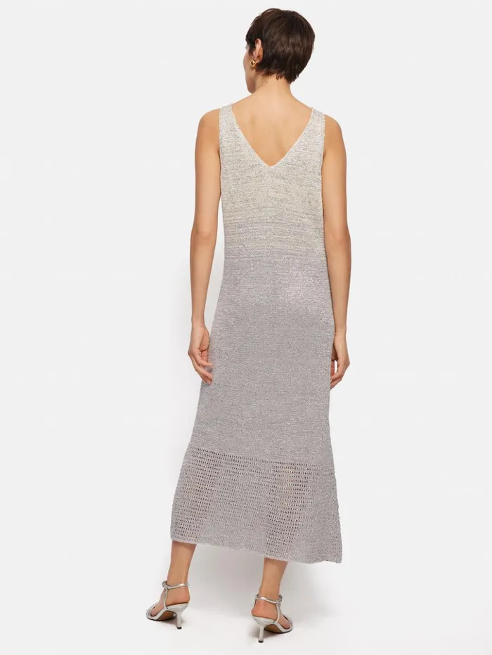 Jigsaw Summer Sparkle Knitted Dress Silver Women Dresses and Jumpsuits