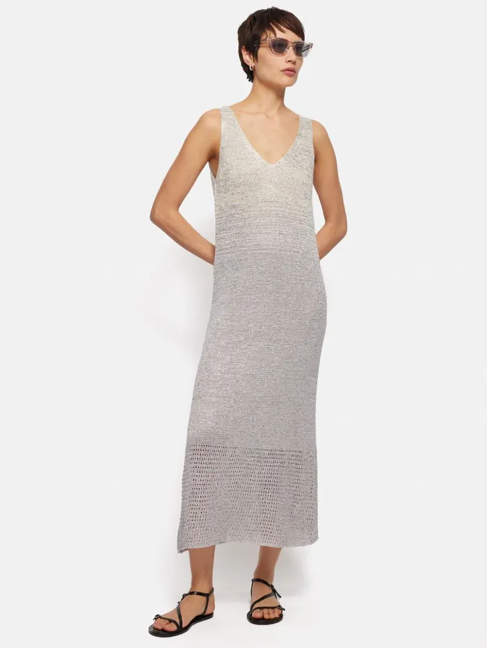 Jigsaw Summer Sparkle Knitted Dress Silver Women Dresses and Jumpsuits