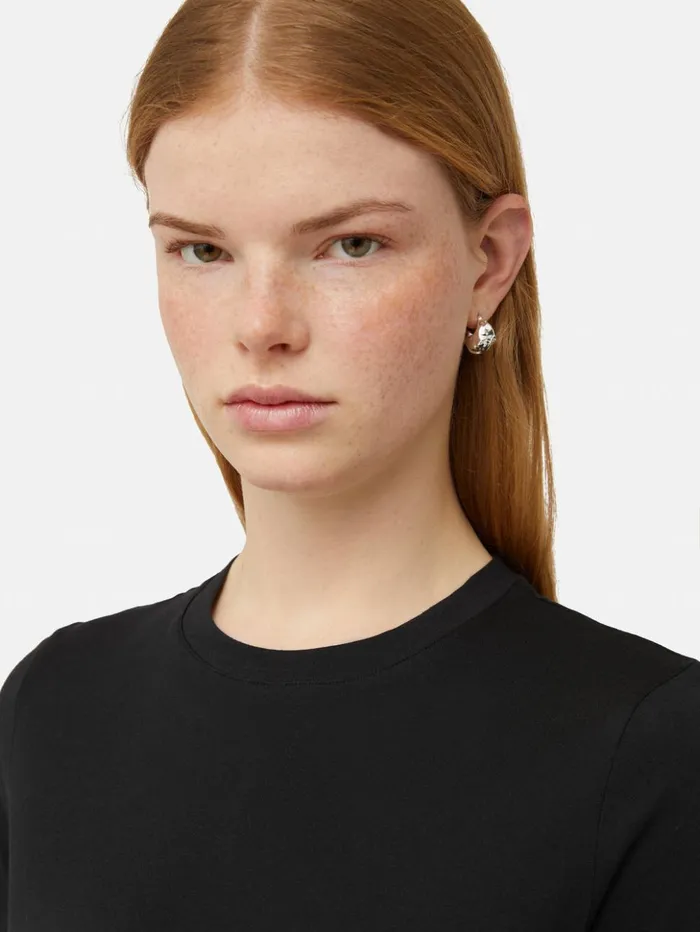 Jigsaw Supima Cotton Crew Neck Tee Black Women Shirts and Tops