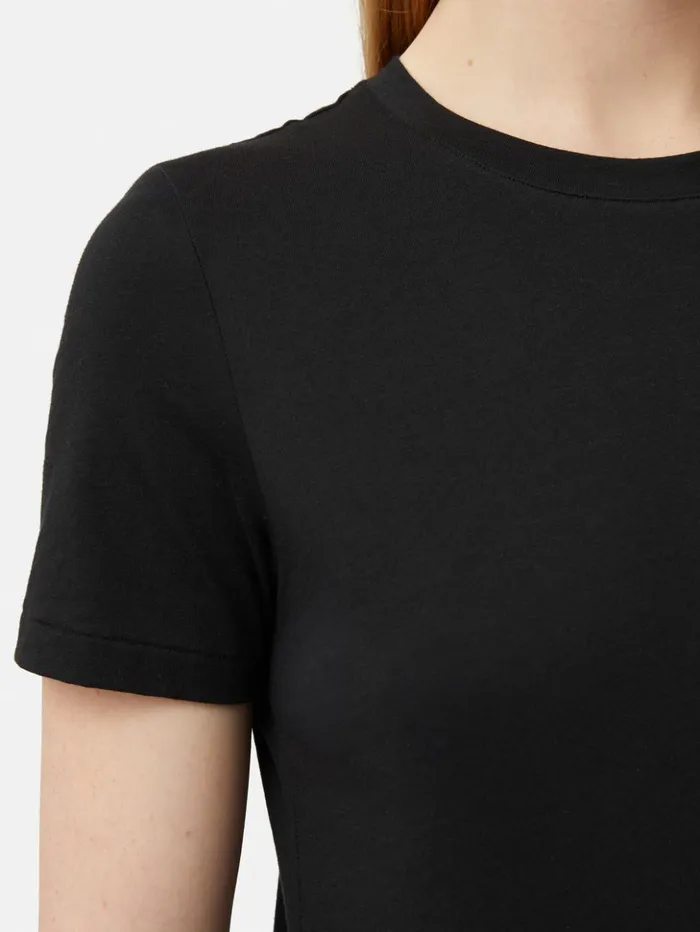 Jigsaw Supima Cotton Crew Neck Tee Black Women Shirts and Tops