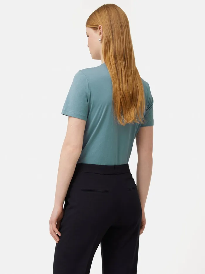 Jigsaw Supima Cotton Crew Neck Tee Blue Women Shirts and Tops