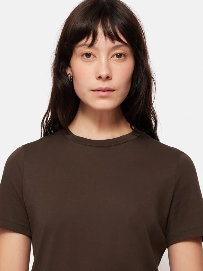 Jigsaw Supima Cotton Crew Neck Tee Brown Women Shirts and Tops