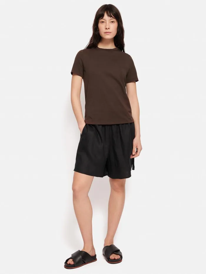 Jigsaw Supima Cotton Crew Neck Tee Brown Women Shirts and Tops