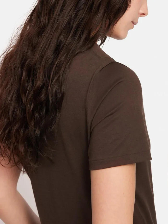 Jigsaw Supima Cotton Crew Neck Tee Brown Women Shirts and Tops