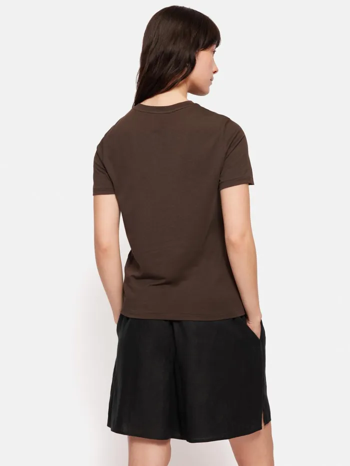 Jigsaw Supima Cotton Crew Neck Tee Brown Women Shirts and Tops