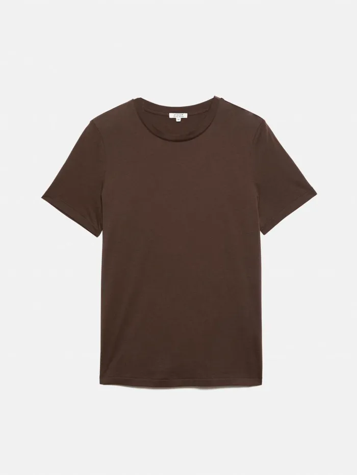Jigsaw Supima Cotton Crew Neck Tee Brown Women Shirts and Tops