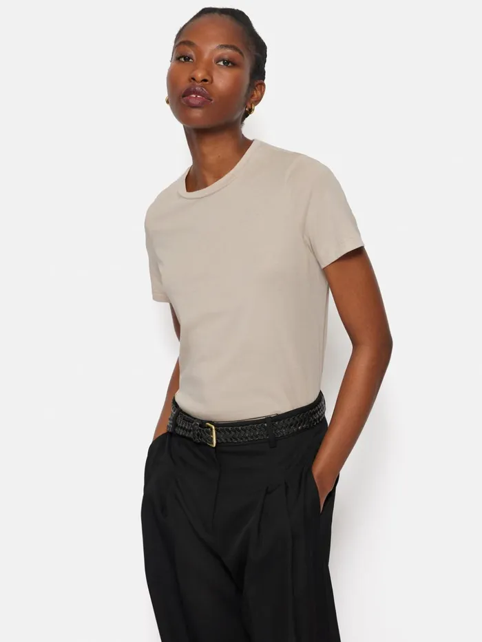 Jigsaw Supima Cotton Crew Neck Tee Ghost Women Shirts and Tops