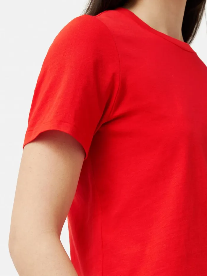 Jigsaw Supima Cotton Crew Neck Tee Red Women Shirts and Tops
