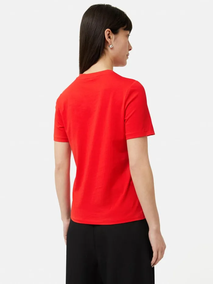Jigsaw Supima Cotton Crew Neck Tee Red Women Shirts and Tops