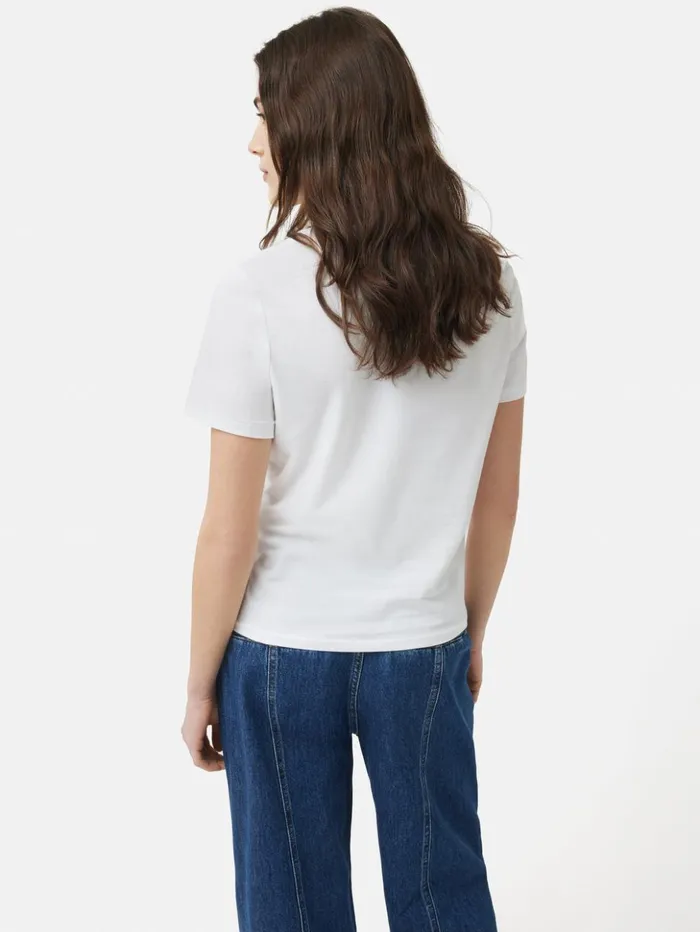 Jigsaw Supima Cotton Crew Neck Tee White Women Shirts and Tops