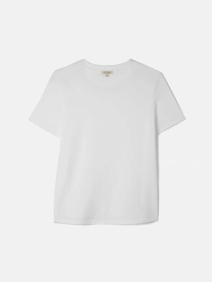 Jigsaw Supima Cotton Crew Neck Tee White Women Shirts and Tops