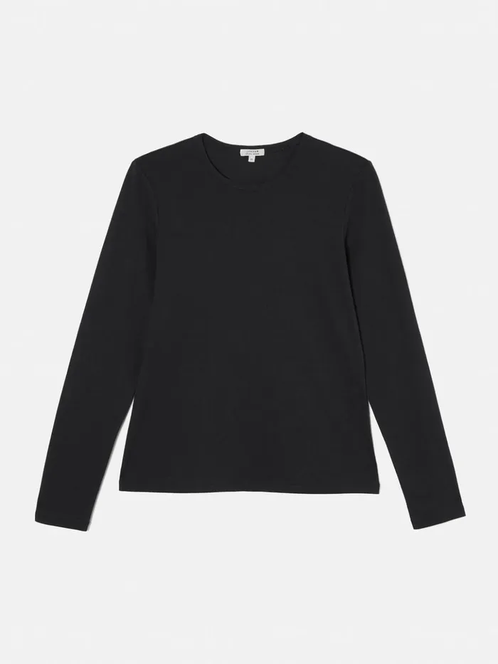 Jigsaw Supima Cotton Long Sleeve Tee Black Women Shirts and Tops