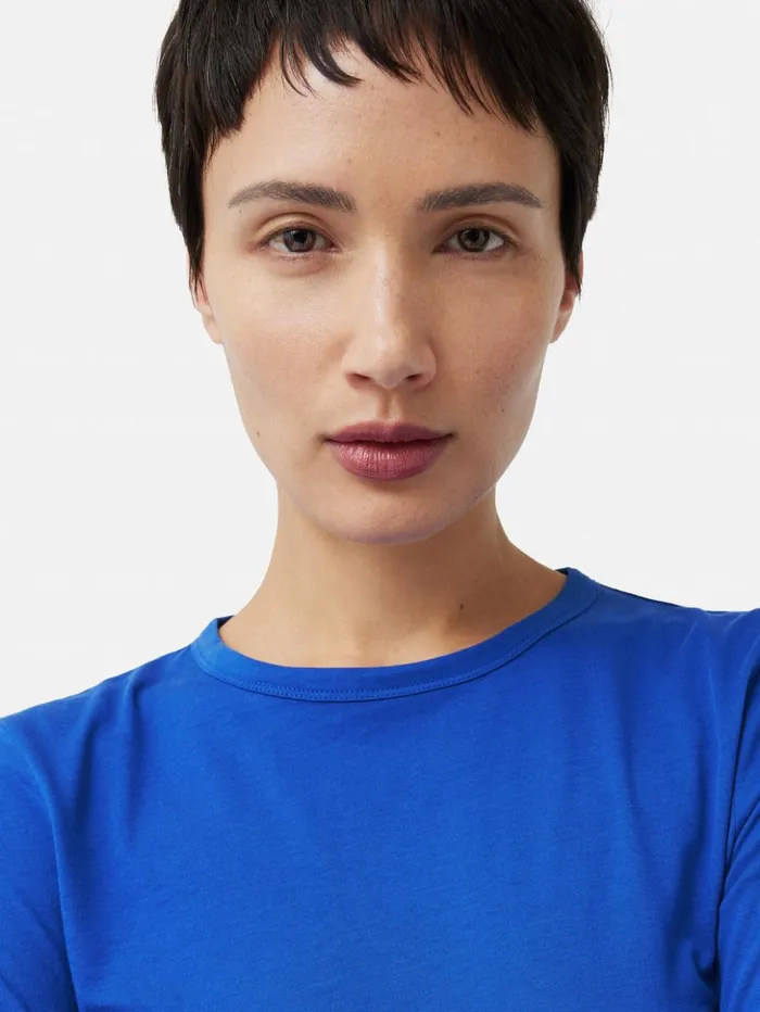 Jigsaw Supima Cotton Long Sleeve Tee Blue Women Shirts and Tops