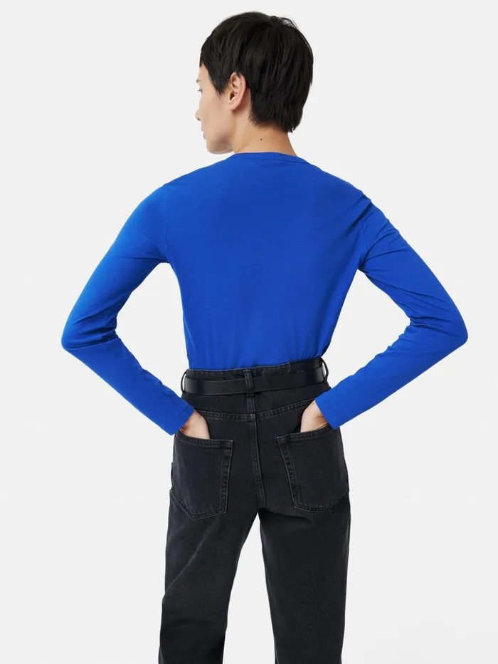 Jigsaw Supima Cotton Long Sleeve Tee Blue Women Shirts and Tops