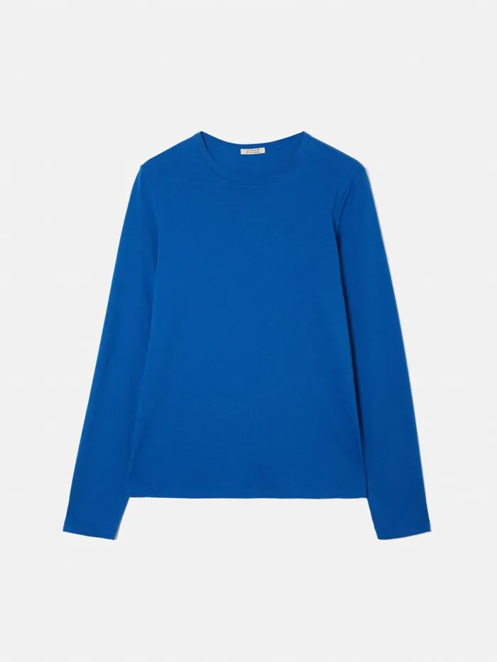 Jigsaw Supima Cotton Long Sleeve Tee Blue Women Shirts and Tops
