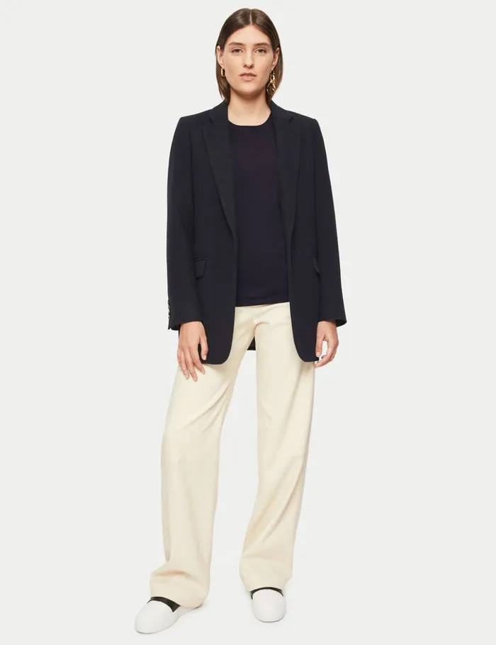 Jigsaw Supima Cotton Long Sleeve Tee Navy Women Shirts and Tops