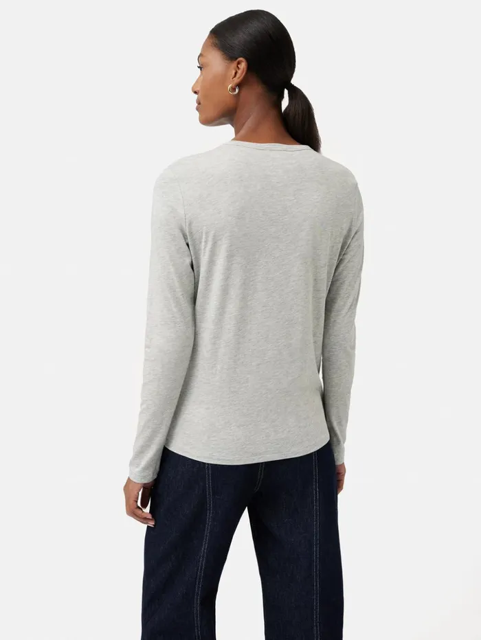 Jigsaw Supima Cotton Long Sleeve Tee Pale Grey Mel Women Shirts and Tops