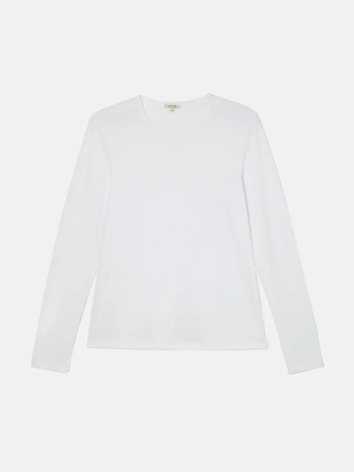 Jigsaw Supima Cotton Long Sleeve Tee White Women Shirts and Tops