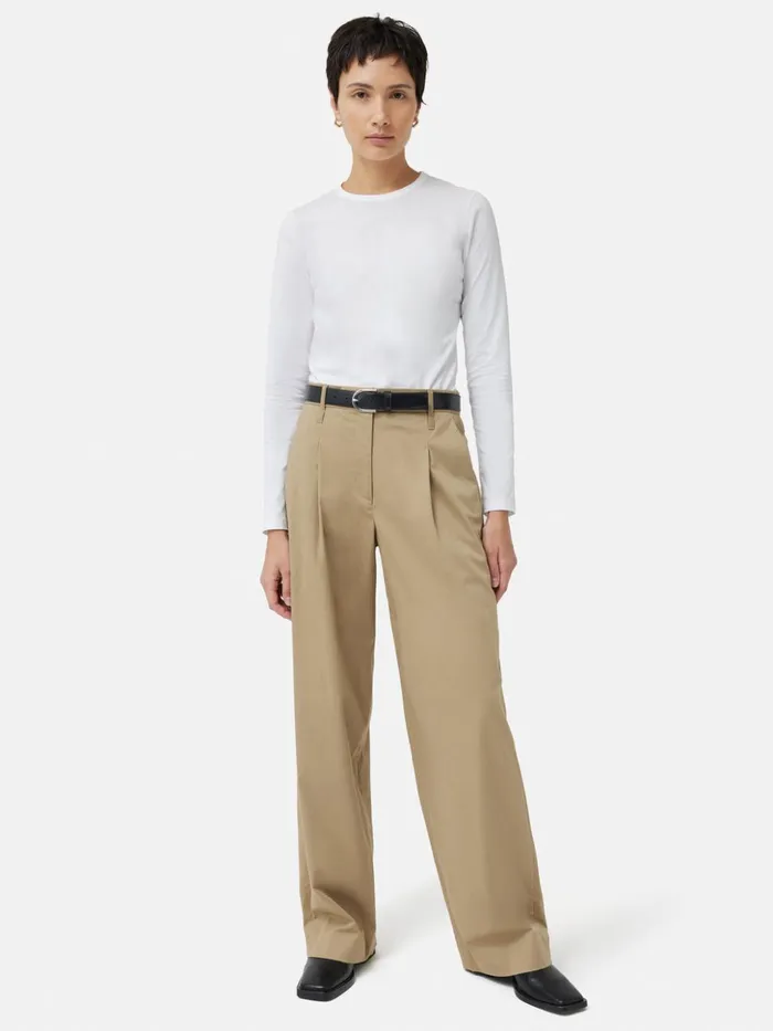 Jigsaw Supima Cotton Long Sleeve Tee White Women Shirts and Tops