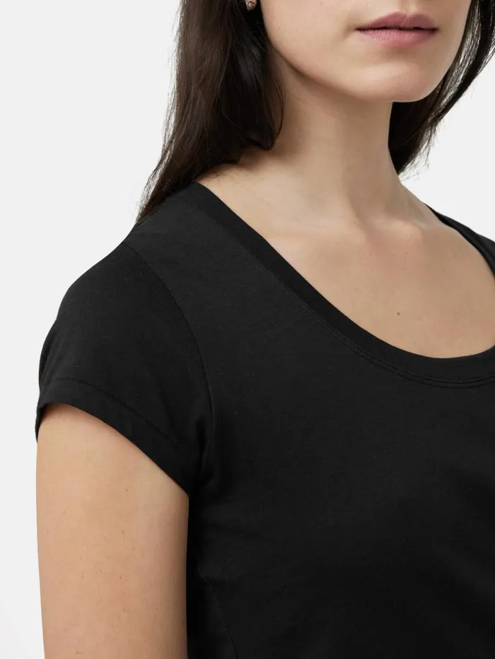 Jigsaw Supima Cotton Scoop Neck Tee Black Women Shirts and Tops