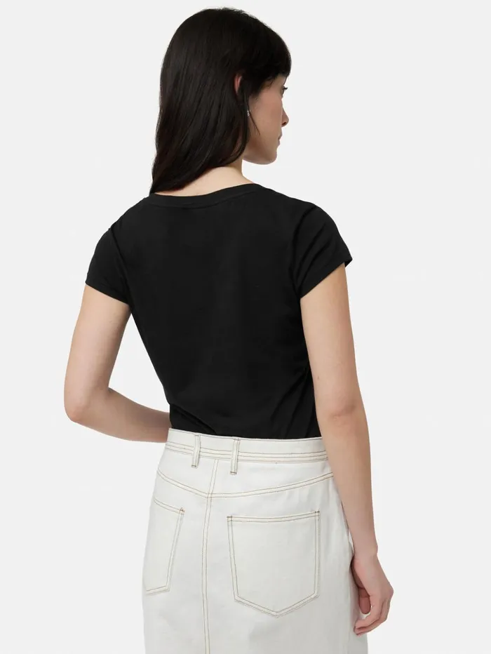 Jigsaw Supima Cotton Scoop Neck Tee Black Women Shirts and Tops
