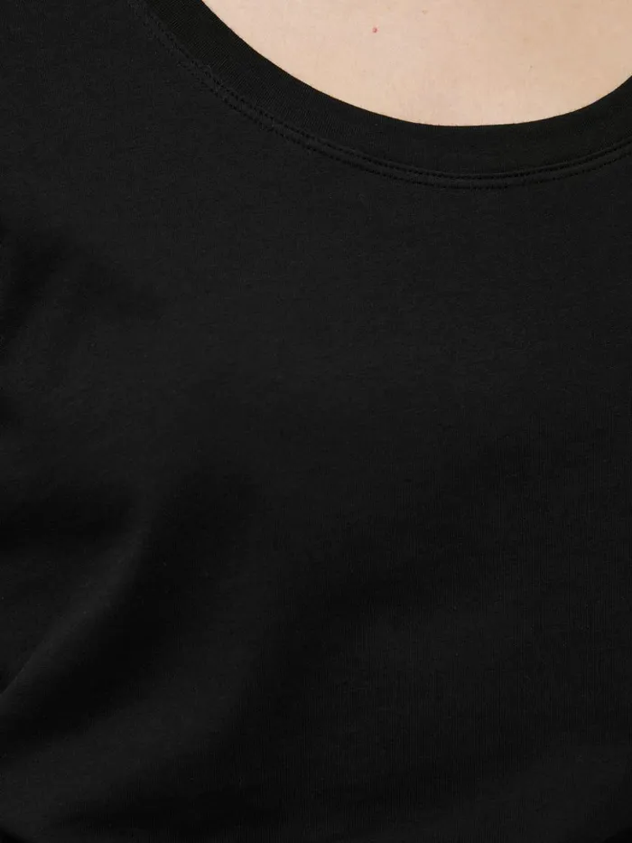 Jigsaw Supima Cotton Scoop Neck Tee Black Women Shirts and Tops