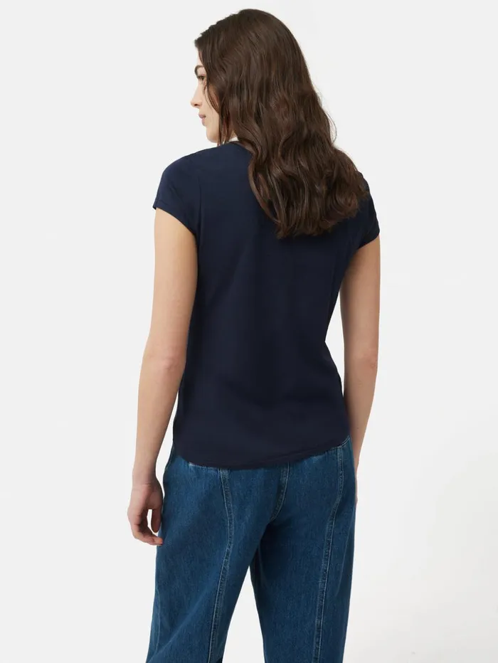 Jigsaw Supima Cotton Scoop Neck Tee Navy Women Shirts and Tops
