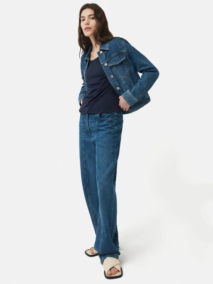 Jigsaw Supima Cotton Scoop Neck Tee Navy Women Shirts and Tops