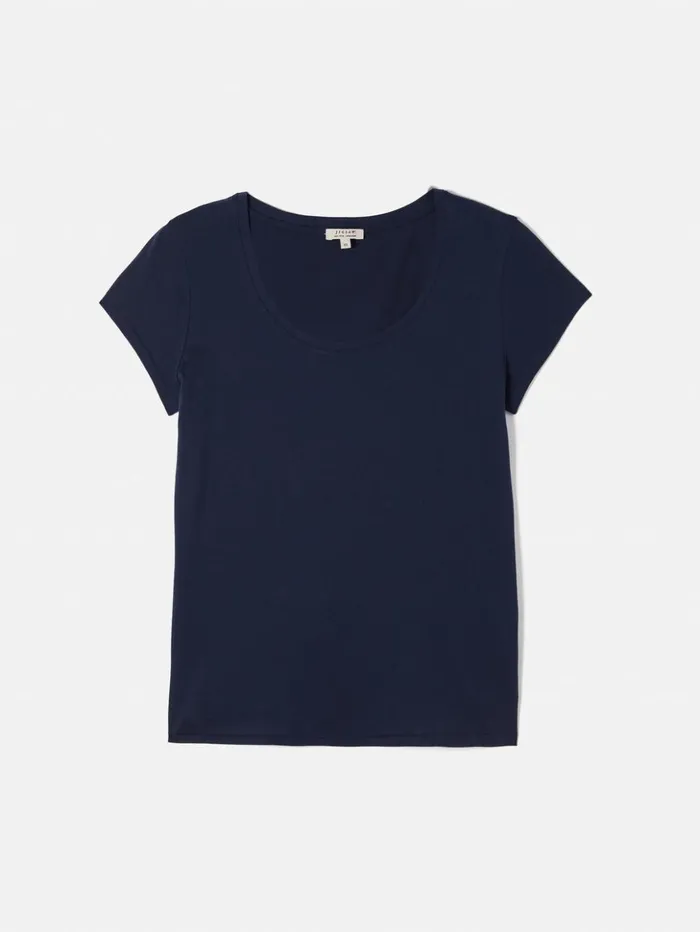 Jigsaw Supima Cotton Scoop Neck Tee Navy Women Shirts and Tops