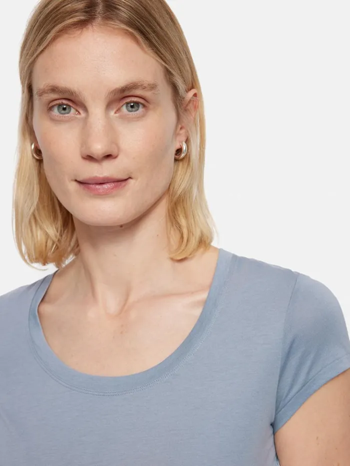 Jigsaw Supima Cotton Scoop Neck Tee Pale Blue Women Shirts and Tops