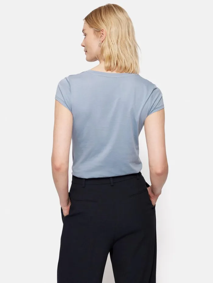 Jigsaw Supima Cotton Scoop Neck Tee Pale Blue Women Shirts and Tops