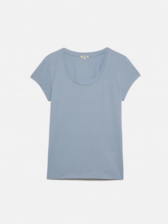 Jigsaw Supima Cotton Scoop Neck Tee Pale Blue Women Shirts and Tops