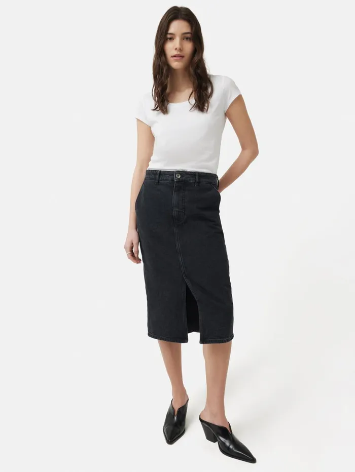 Jigsaw Supima Cotton Scoop Neck Tee White Women Shirts and Tops