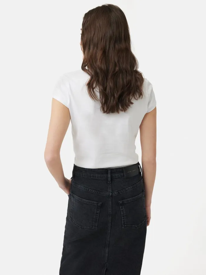 Jigsaw Supima Cotton Scoop Neck Tee White Women Shirts and Tops