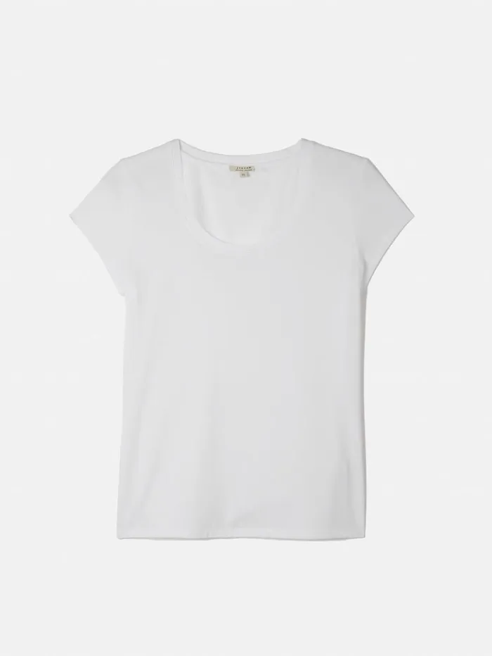 Jigsaw Supima Cotton Scoop Neck Tee White Women Shirts and Tops