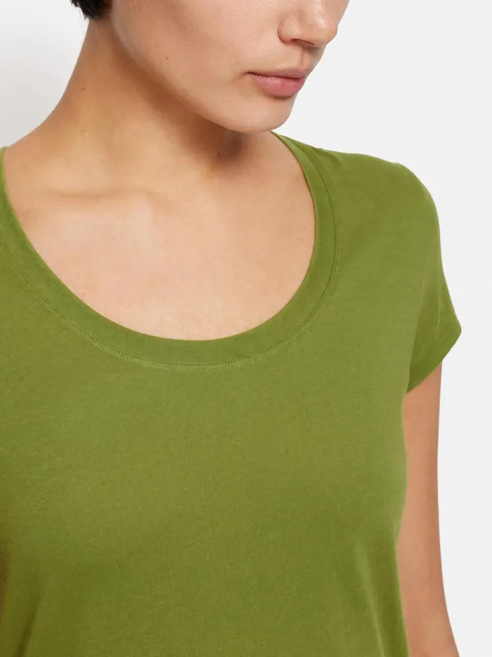 Jigsaw Supima Cotton Scoop Neck Tee Yucca Green Women Shirts and Tops
