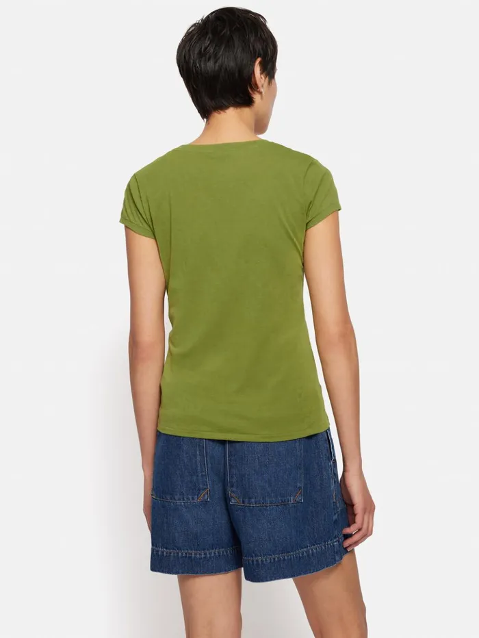 Jigsaw Supima Cotton Scoop Neck Tee Yucca Green Women Shirts and Tops