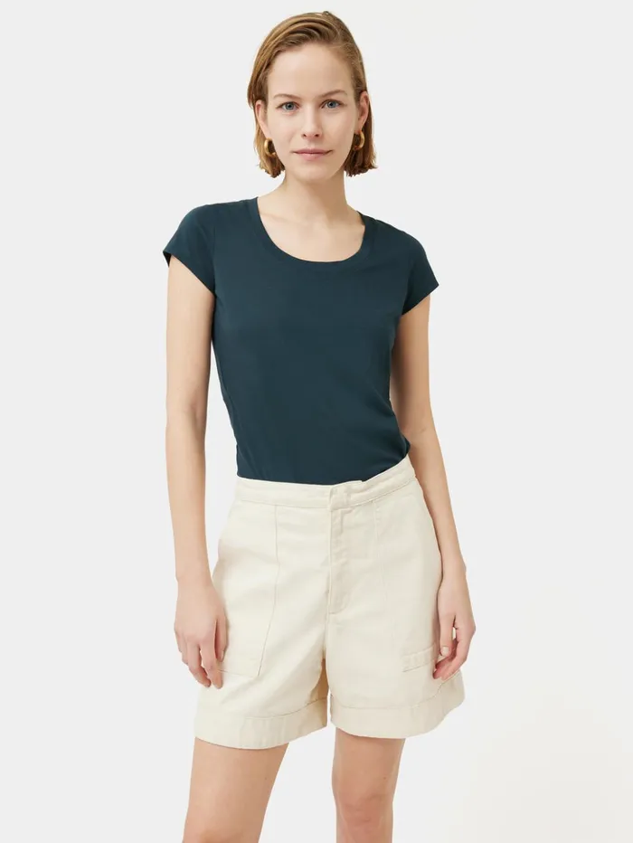 Jigsaw Supima Cotton Short Sleeve Tee Eucalyptus Women Shirts and Tops