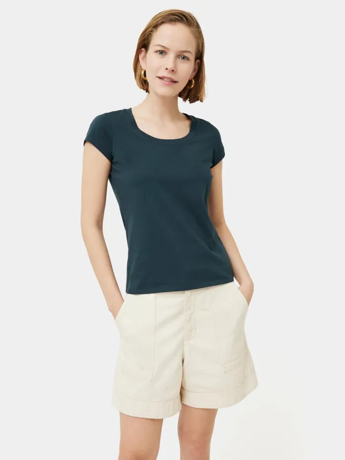 Jigsaw Supima Cotton Short Sleeve Tee Eucalyptus Women Shirts and Tops