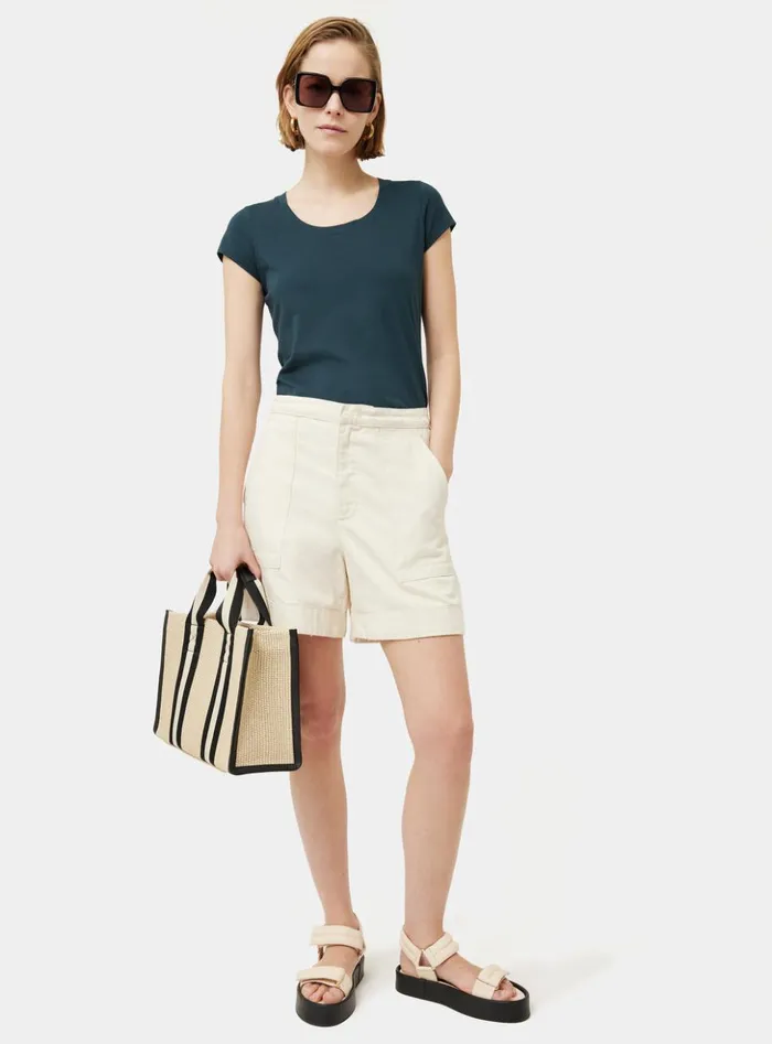 Jigsaw Supima Cotton Short Sleeve Tee Eucalyptus Women Shirts and Tops