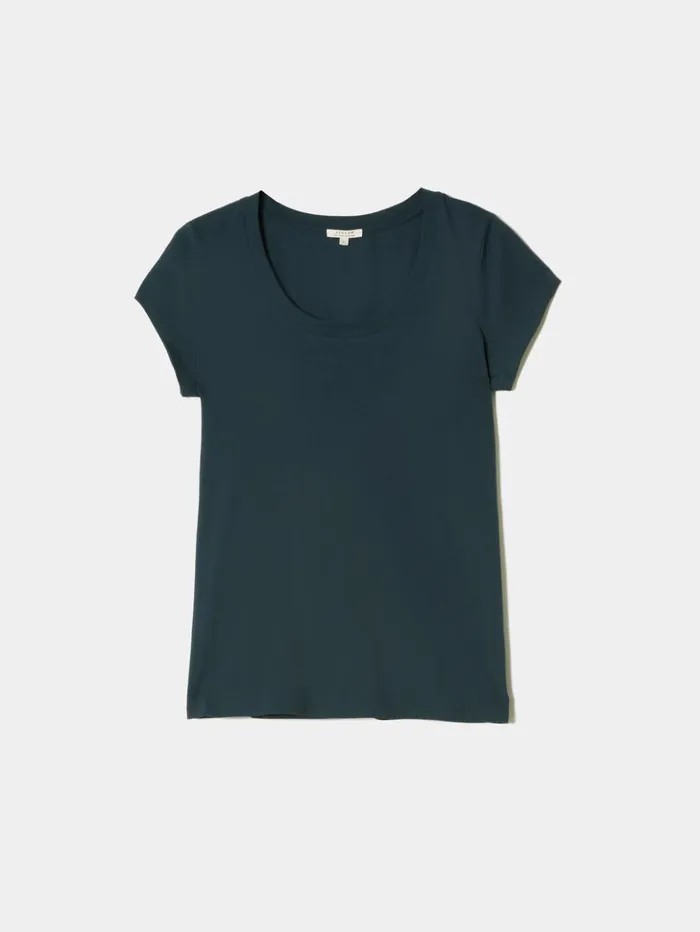 Jigsaw Supima Cotton Short Sleeve Tee Eucalyptus Women Shirts and Tops