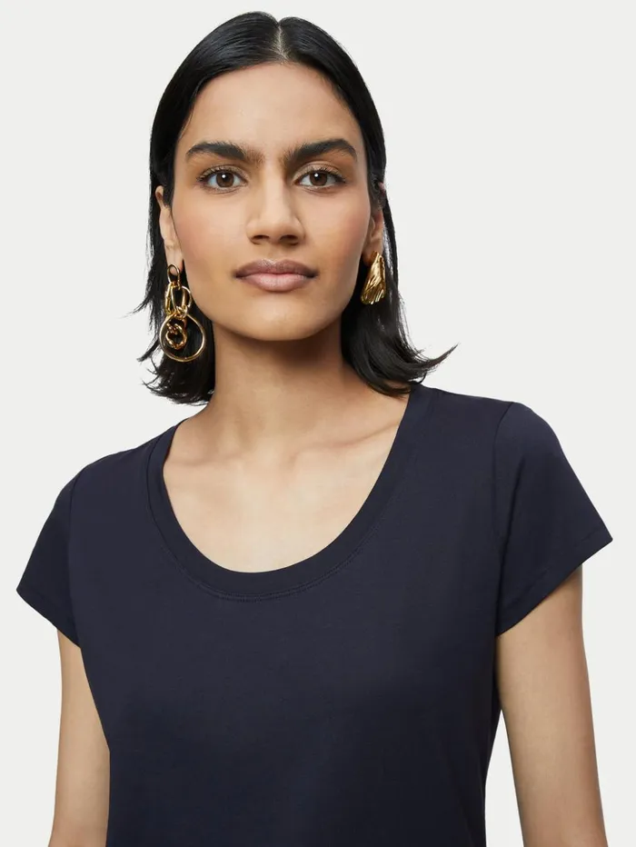Jigsaw Supima Cotton Short Sleeve Tee Navy Women Shirts and Tops