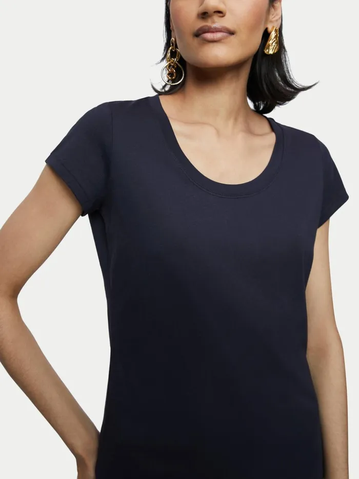 Jigsaw Supima Cotton Short Sleeve Tee Navy Women Shirts and Tops