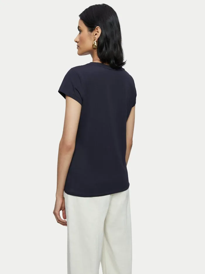 Jigsaw Supima Cotton Short Sleeve Tee Navy Women Shirts and Tops