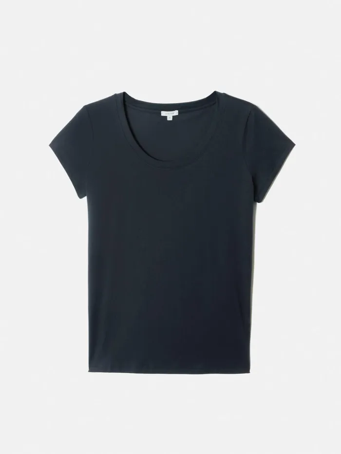 Jigsaw Supima Cotton Short Sleeve Tee Navy Women Shirts and Tops