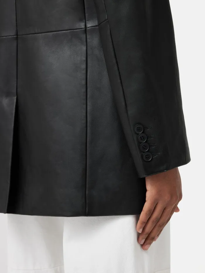 Jigsaw Tailored Leather Blazer Black Women Leather