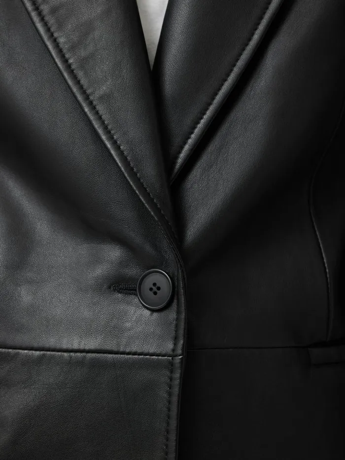 Jigsaw Tailored Leather Blazer Black Women Leather