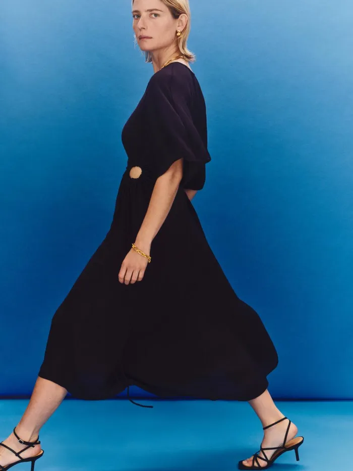 Jigsaw Textured Asymmetric Dress Purple Women Dresses and Jumpsuits